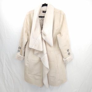 Johnny Was Biya /// Cream Faux Fur Embroidery Coat